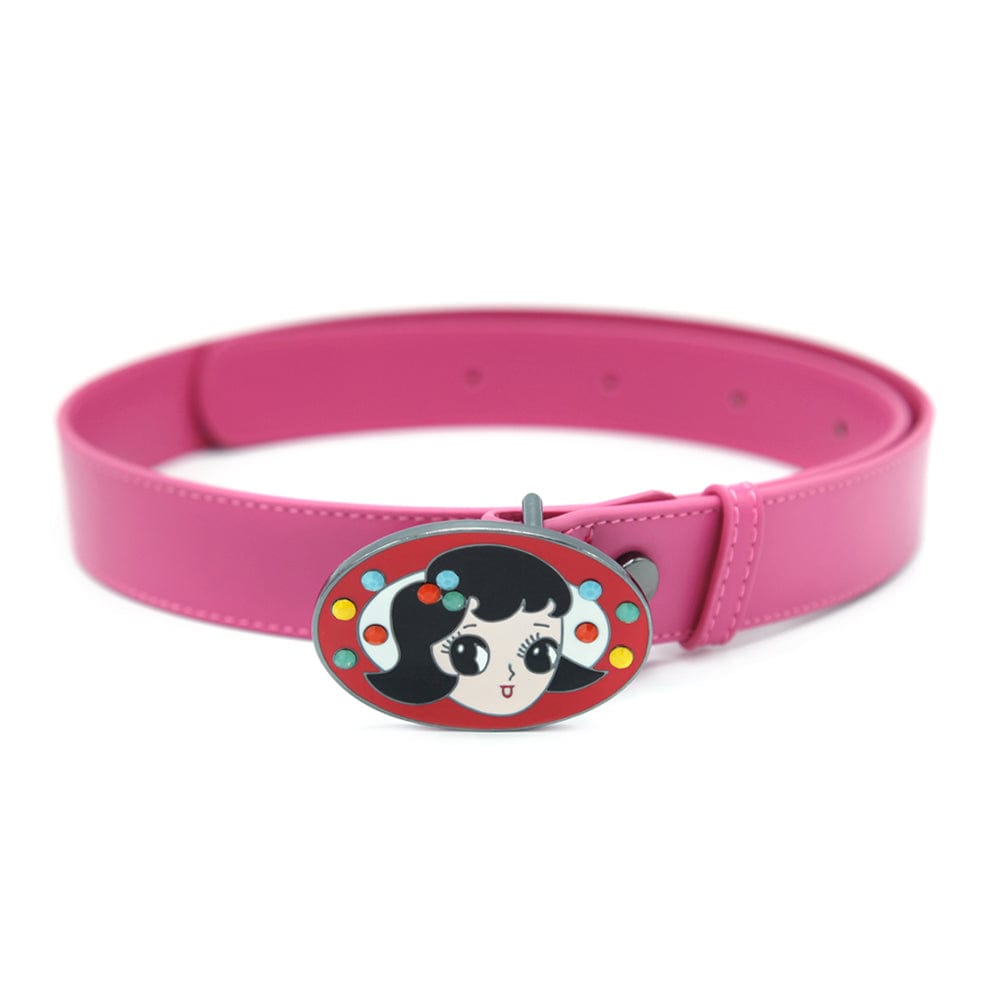 Pink Kawaii Women's Rhinestone Girl Printed Belt