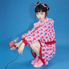 Pink Kawaii Women's Ruffled Rose Knitted Cardigan