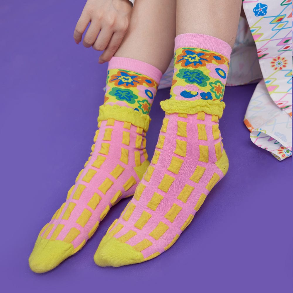 Pink Kawaii Women's Ruffled Socks