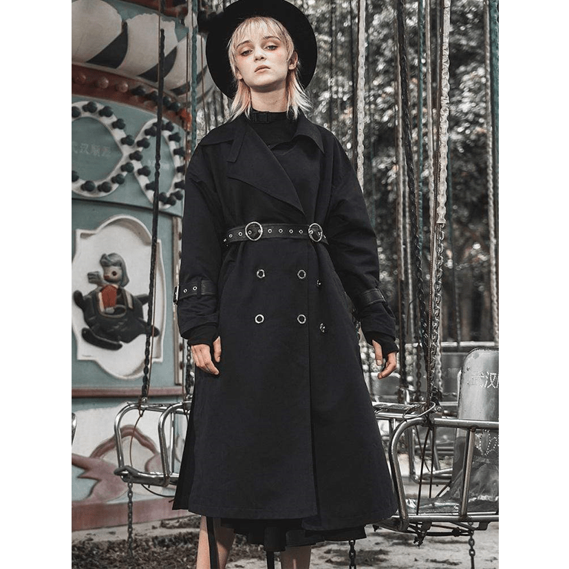 Women's Double-layered Turn-down Collar Overcoats With Belts