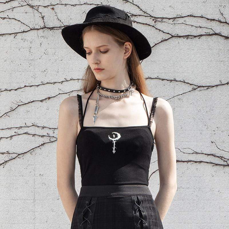 Women's Goth Black Tank Tops