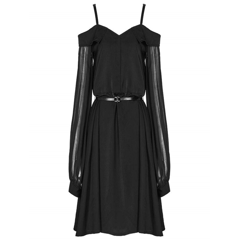 Women's Goth Chic Off Shoulder Chiffon Black Little Dress