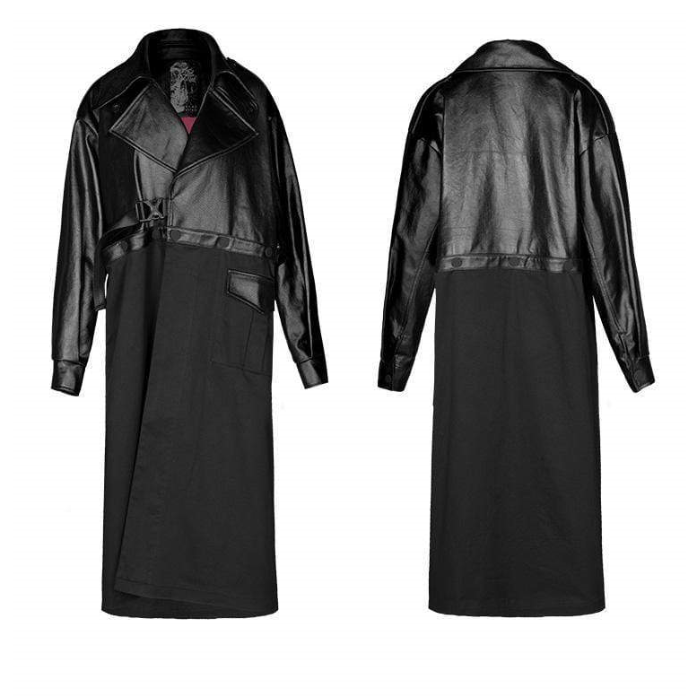 Women's Goth Detachable Two-pieces Faux Leather Loose Jacket