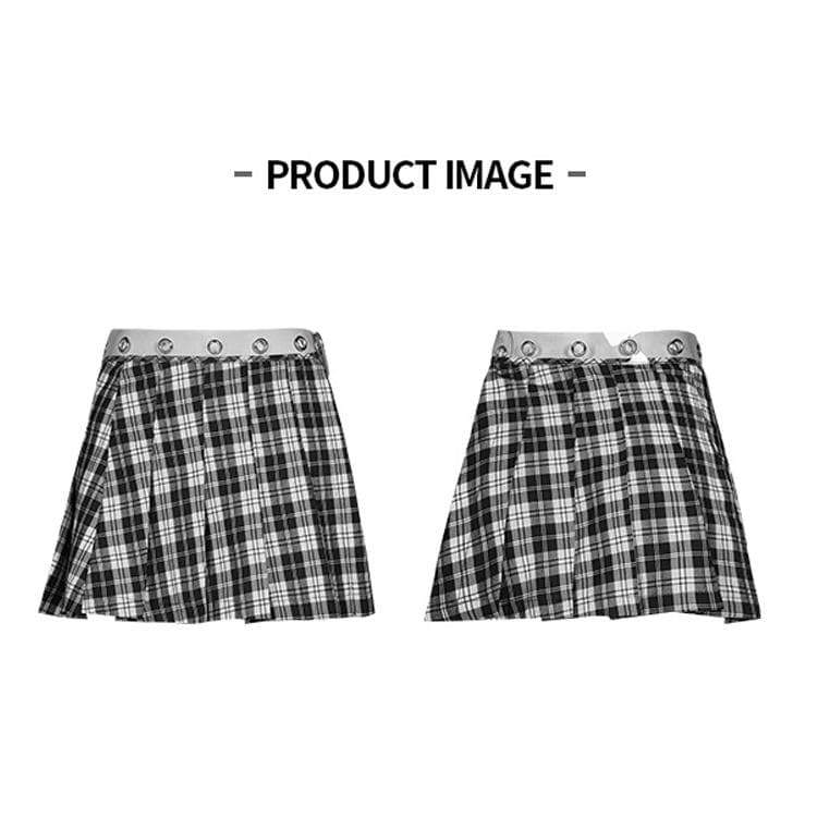 Women's Goth Plaid Skirt Waist Belt