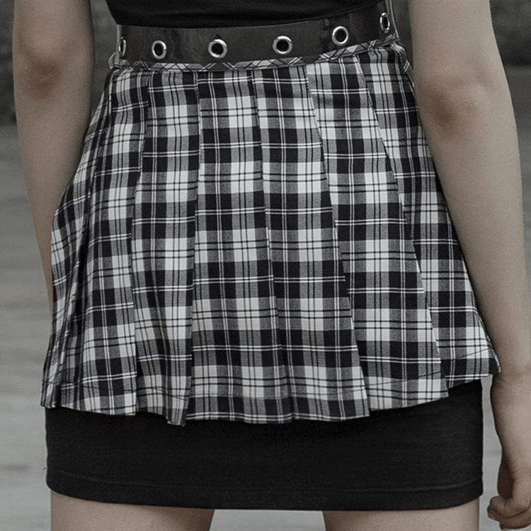 Women's Goth Plaid Skirt Waist Belt