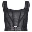 Women's Goth Strap Slim-fitted Crop Tops Black