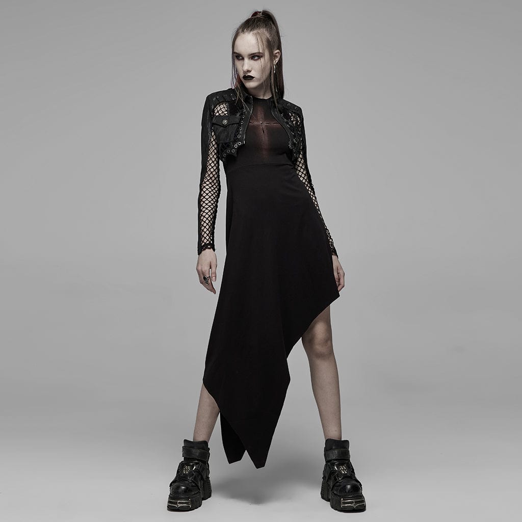 PR-A Women's Gothic Cross Printed Irregular Hem Dress