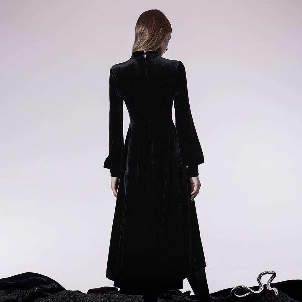 Women's Gothic Cutout Splice Velvet Long Dress