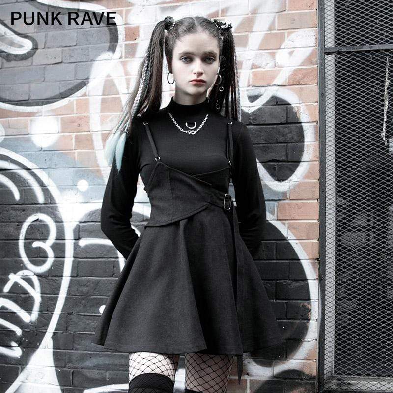 Women's Gothic Tied Suede Slip Dresses