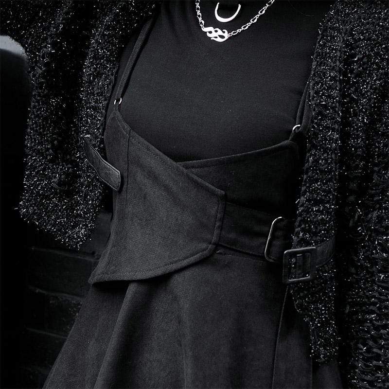 Women's Gothic Tied Suede Slip Dresses