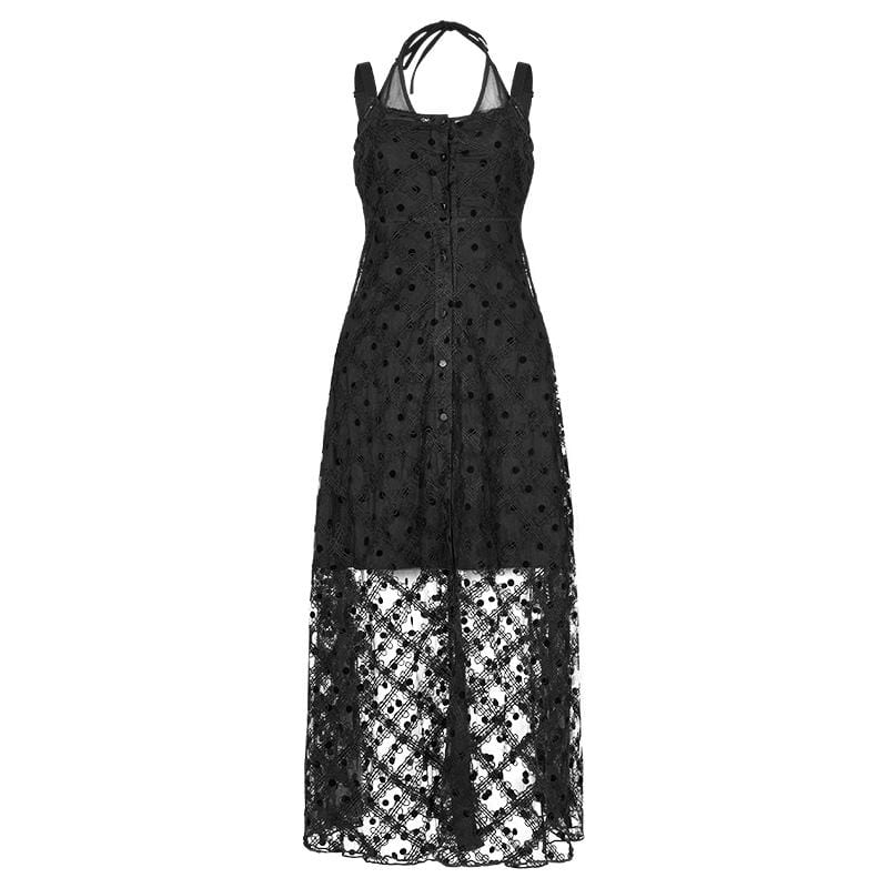 Women's Grunge Dot Sheer Two-piece Lace Maxi Dresses