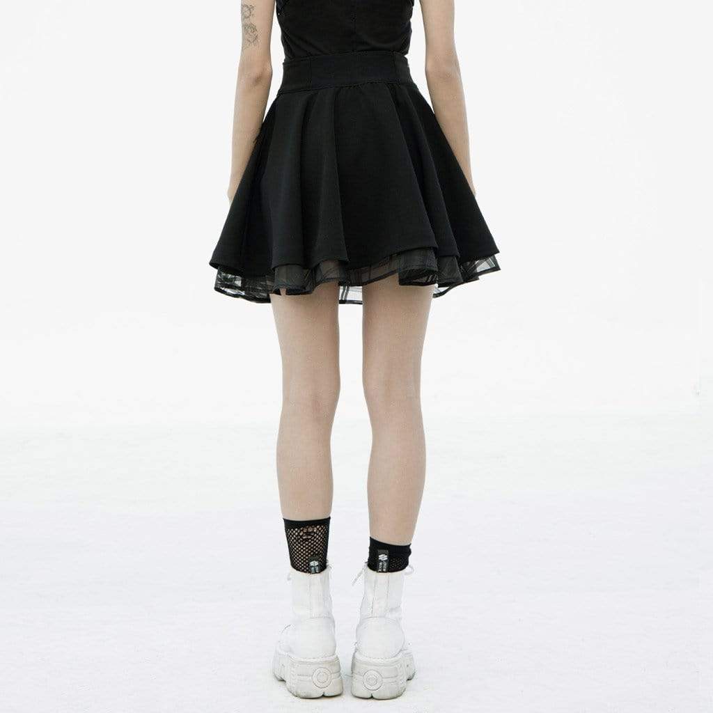 Women's Grunge High-Waisted JK Black Pleated Skirts