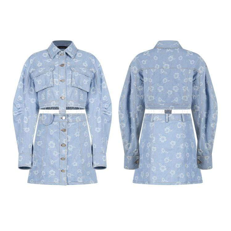 Women's Grunge Puff Sleeved Denim Short Coat