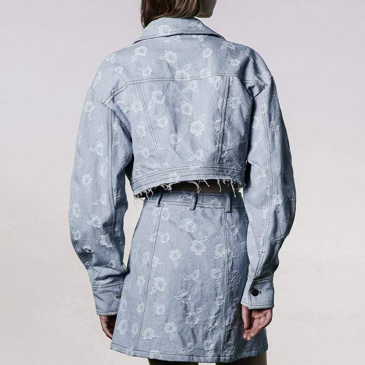 Women's Grunge Puff Sleeved Denim Short Coat