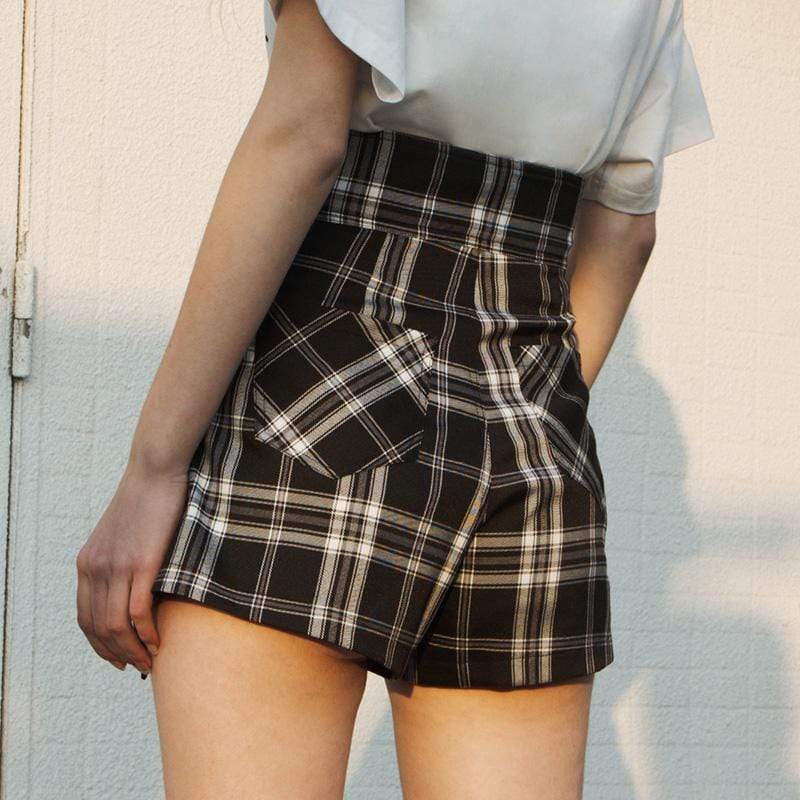 Women's Grunge Rivets High-waisted A-line Shorts