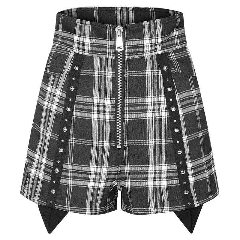 Women's Grunge Rivets High-waisted A-line Shorts