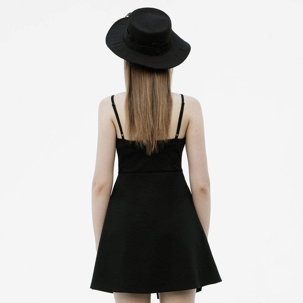 Women's Grunge Two-piece Slip Black Little Dresses