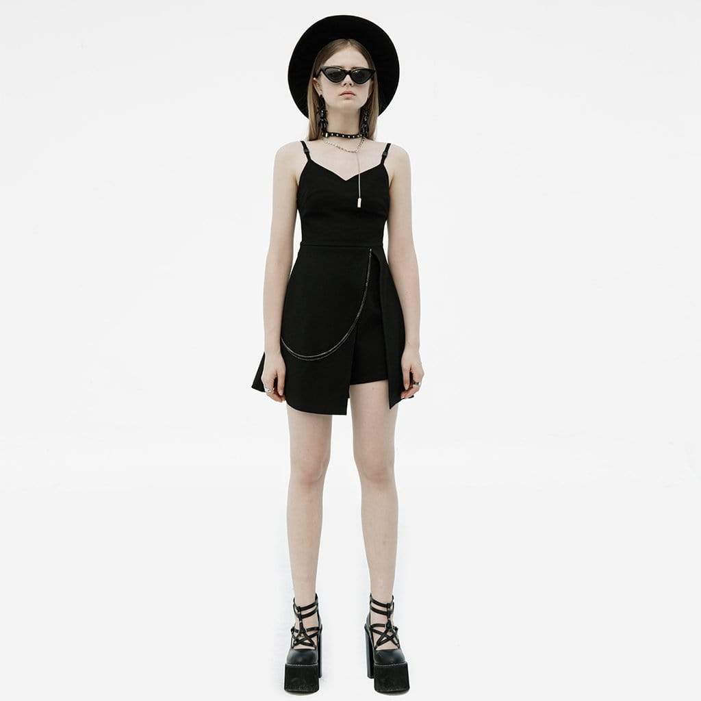 Women's Grunge Two-piece Slip Black Little Dresses