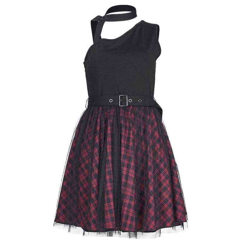 Women's Halterneck Plaid Little Dresses