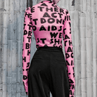 Women's High Neck Letters Printed Fitted T-shirts