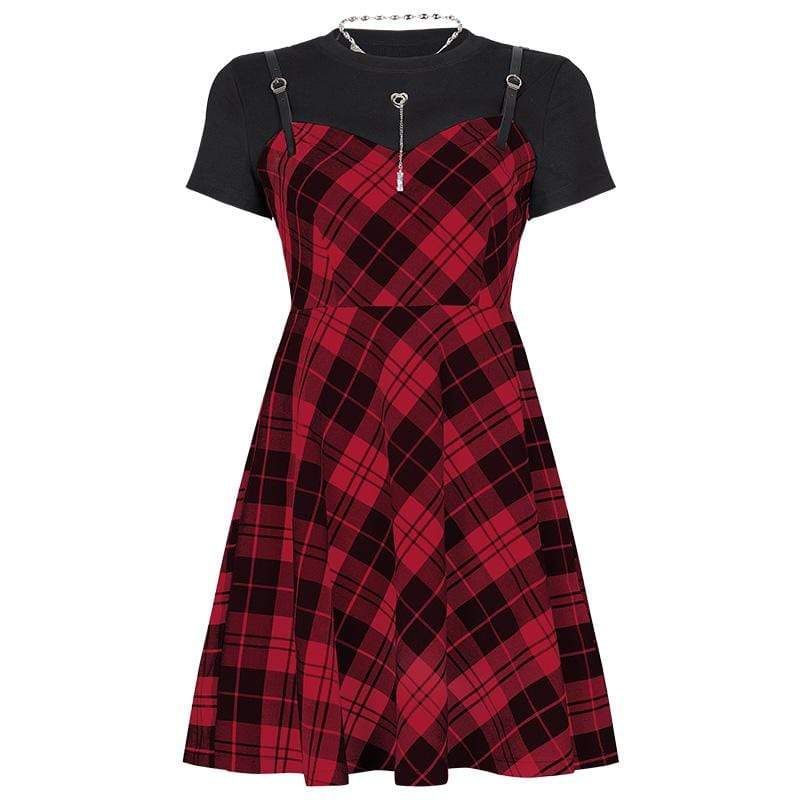 Women's High-waisted Plaid Dresses