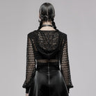 PR-A Women's Punk Chinese Knot Mesh Short Hoodies