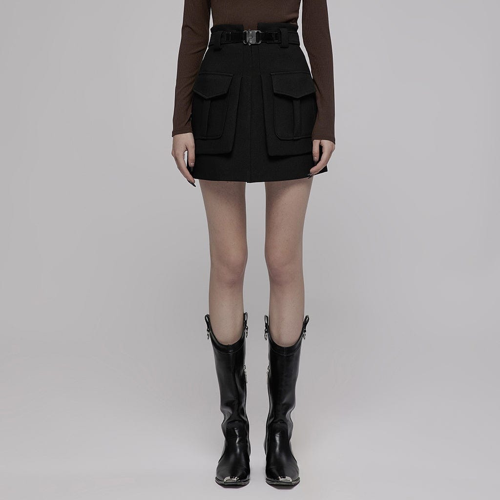 PR-A Women's Punk Double Pocket A-line Skirt