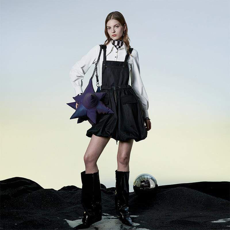 Women's Punk Drawstring Bubble Suspender Skirt