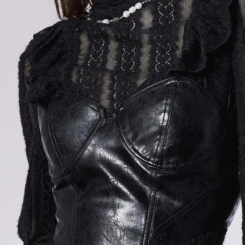 Women's Punk Irregular Faux Leather Bustier