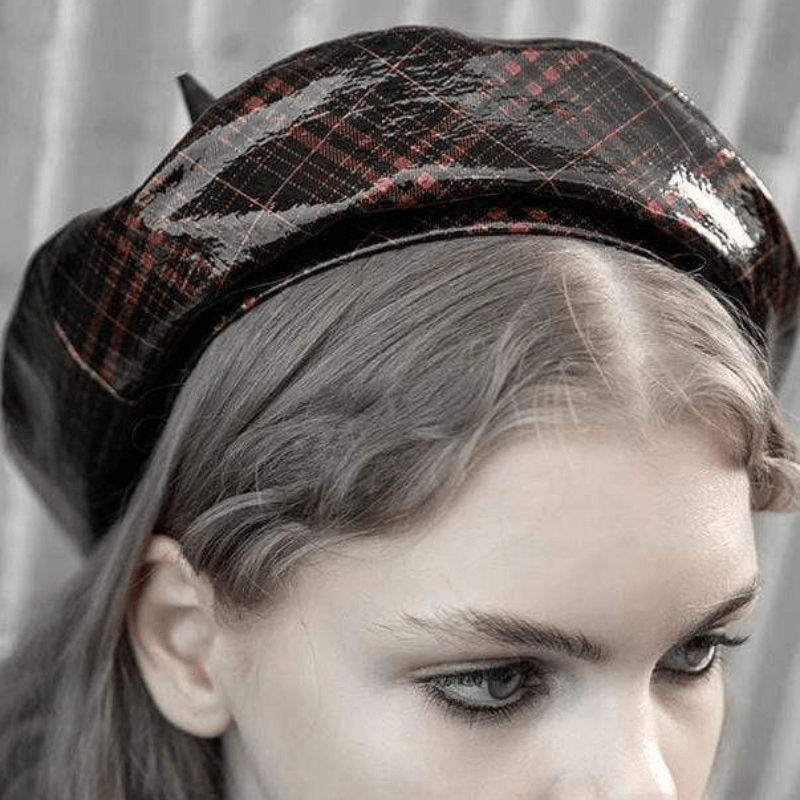 Women's Punk Plaid PU Berets