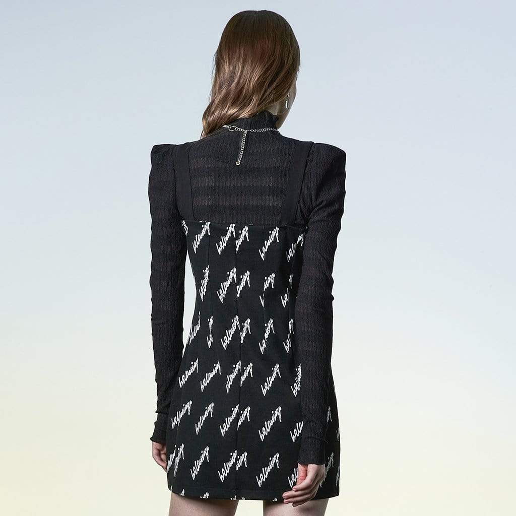 PR-A Women's Punk Puff Sleeved Ruffles Shirt