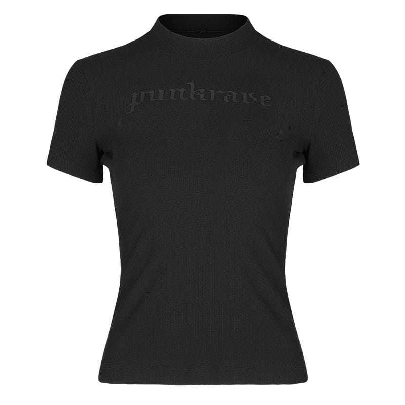 Women's Punk Rave Printed Black Tees