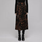 PR-A Women's Punk Side Slit Zipper Skirt with Belt