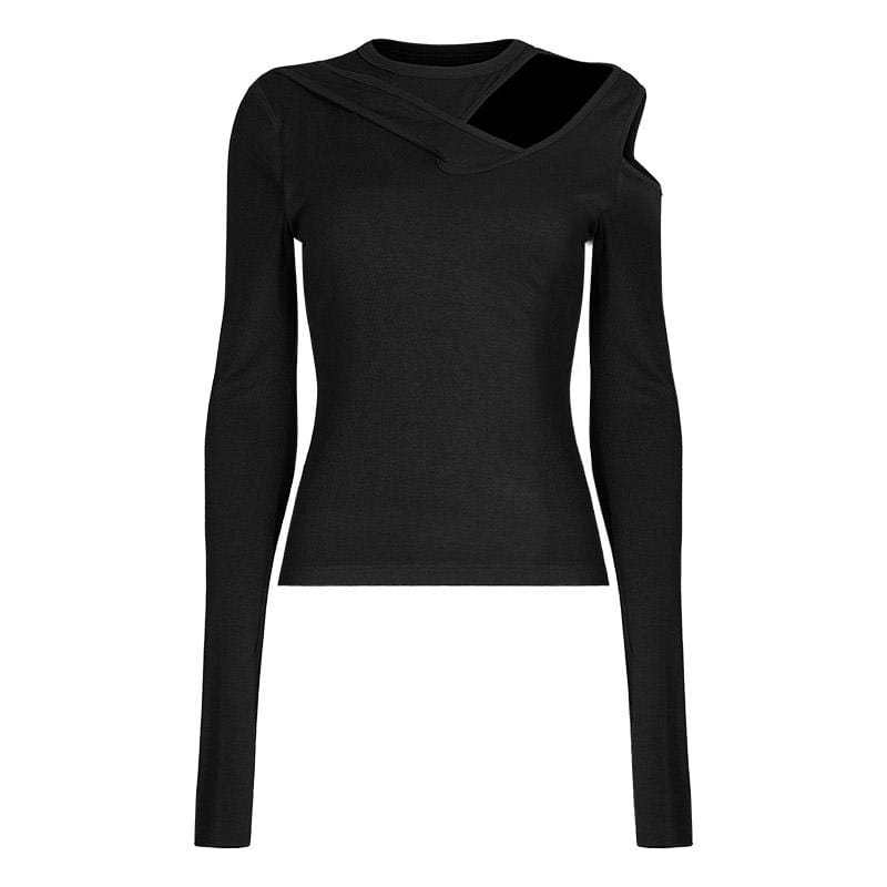 PR-A Women's Punk Slim Fitted Slash Shoulder Shirt