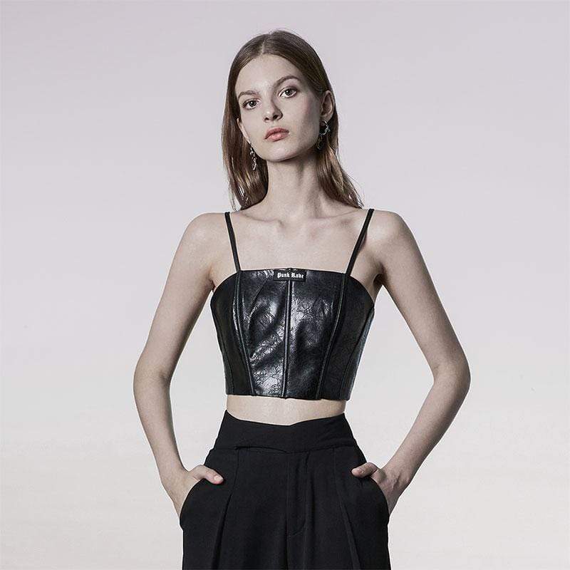 Women's Punk Strappy Faux Leather Bustier