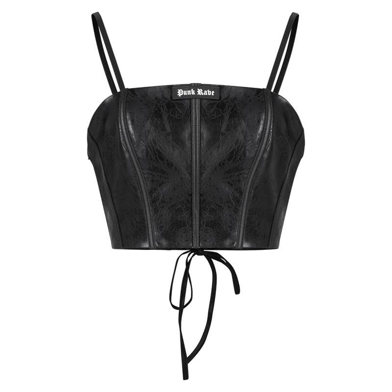 Women's Punk Strappy Faux Leather Bustier