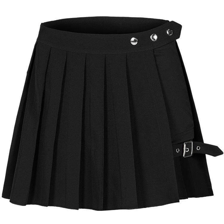 PR-A Women's Punk Two-Piece Irregular A-Line Plaid Pleated Skirts