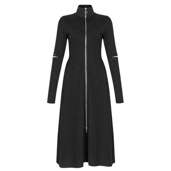 Women's Stand Collar Zipper Cross Cutout Coats