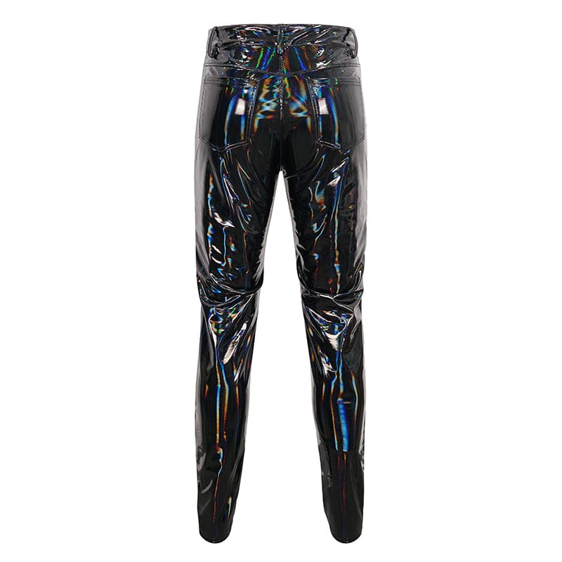 PT197 Men's Punk Patent Leather Chain Pants