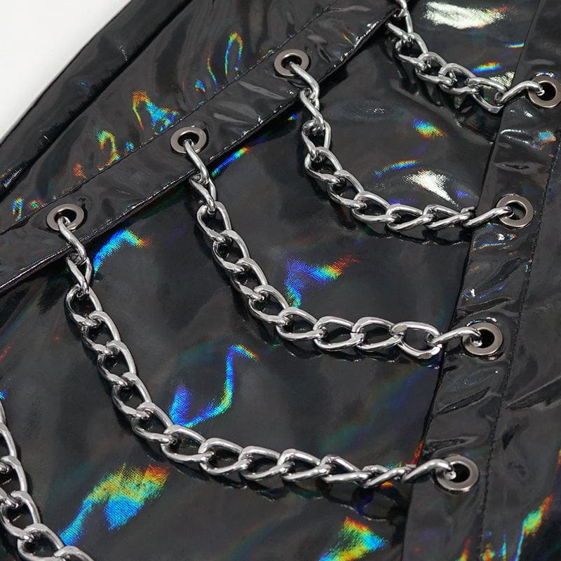 PT197 Men's Punk Patent Leather Chain Pants