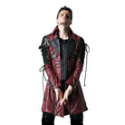 Men's Punk Studded Faux Leather Zipper Jacket Red
