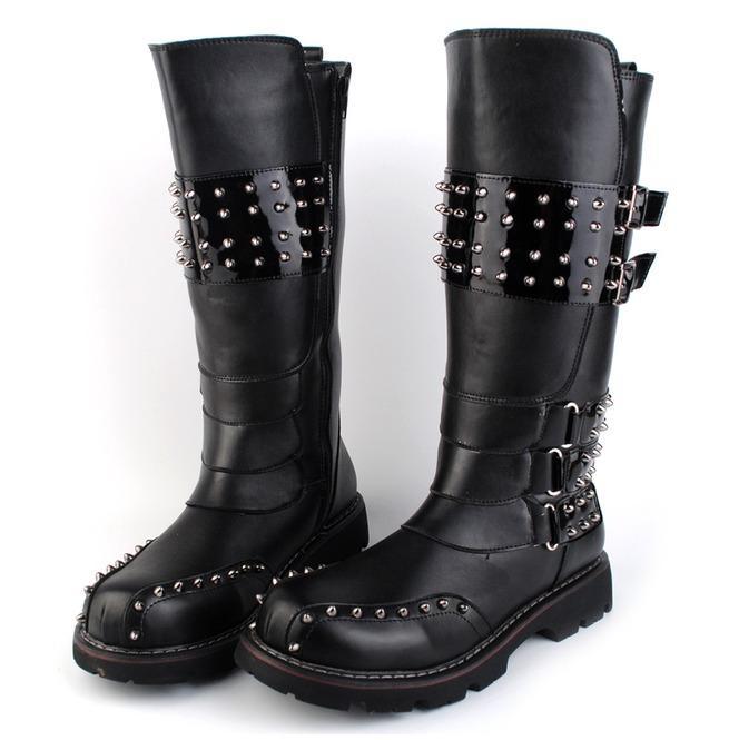 Men's Buckle Strap Punk Rivet Riding Boots Martin Boots