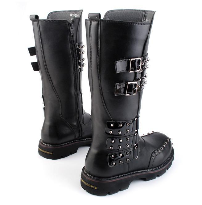 Men's Buckle Strap Punk Rivet Riding Boots Martin Boots