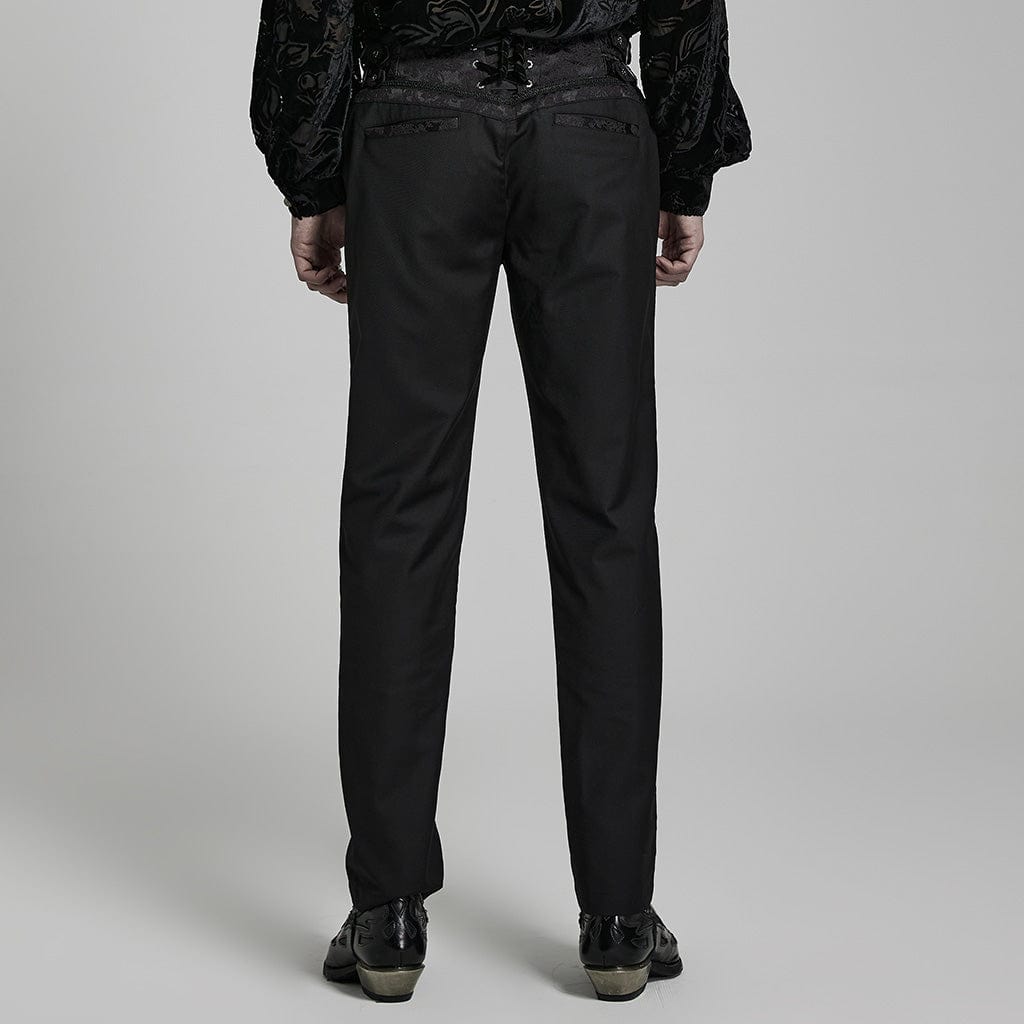 Punk Design Men's Gothic High-waisted Zipper Suit Pants