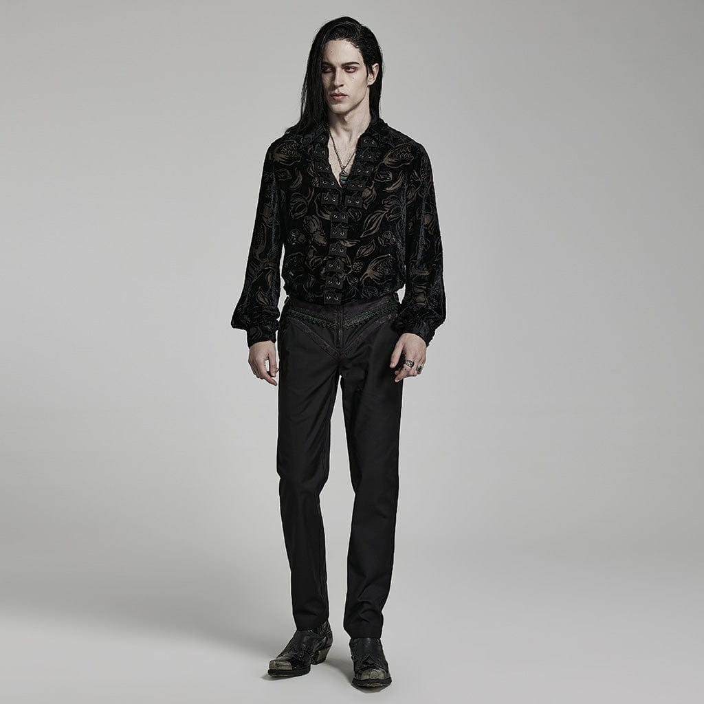 Punk Design Men's Gothic High-waisted Zipper Suit Pants