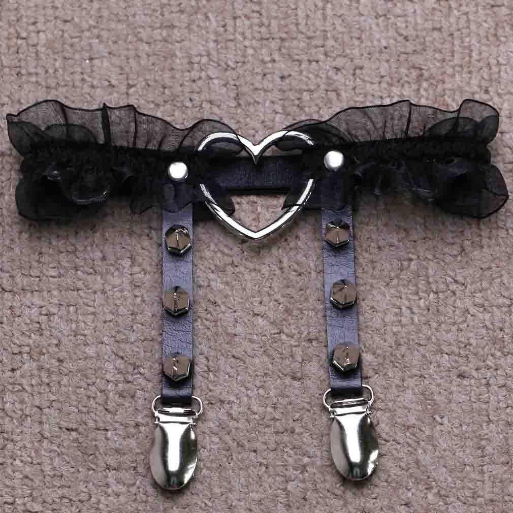 Women's Goth Cosplay Mesh Heart Garter Leg Decor