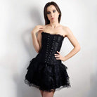 Women's Goth Lace Up Corset Bustier With Skirt