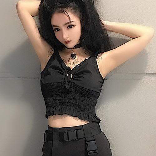 Women's Goth V-Neck Straps Tank Top