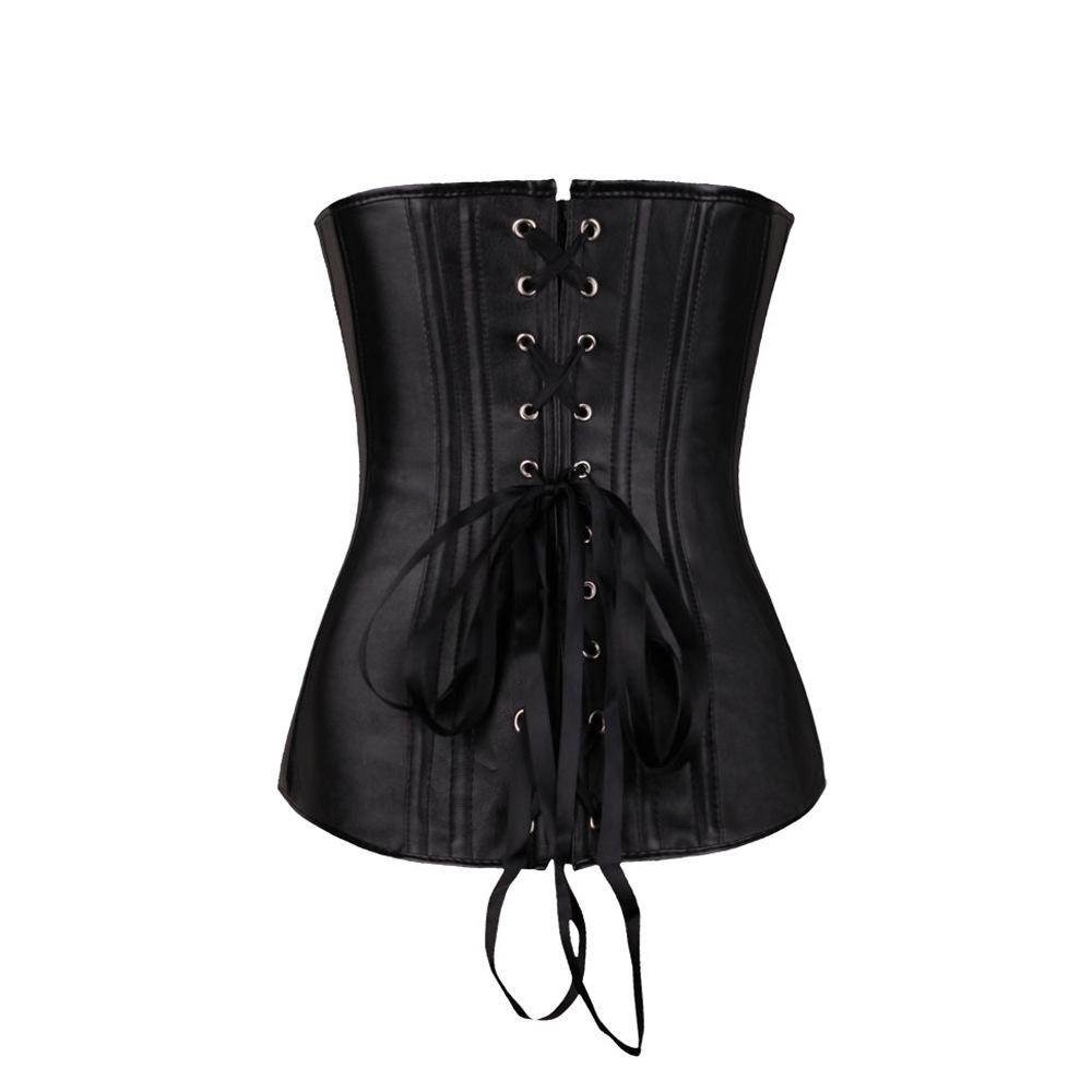 Women's Plus Size Faux Leather Overbust Zipper Corset G String