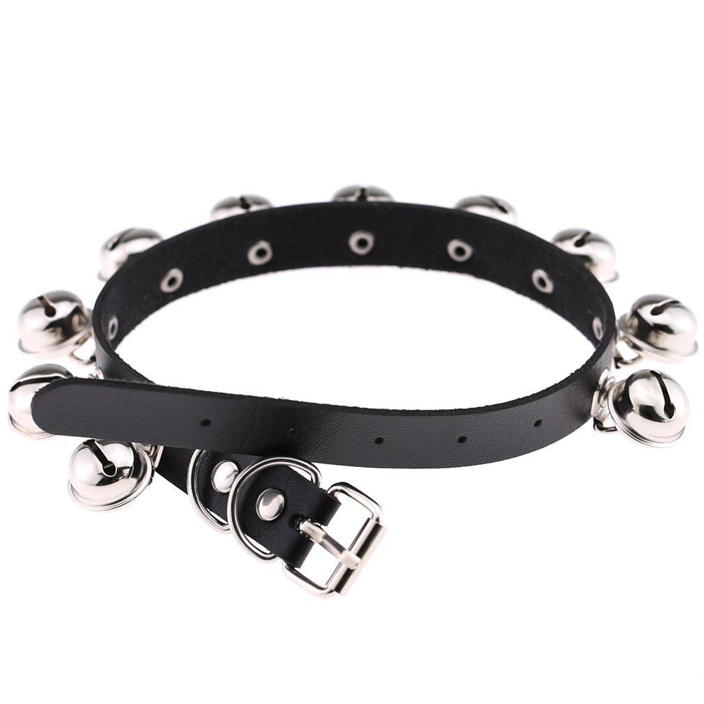 Women's Punk Bell Faux Leather Choker